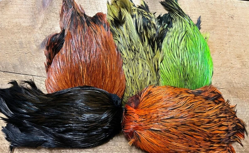 Dyed Indian Rooster Capes 3 Dyed Indian Rooster Capes